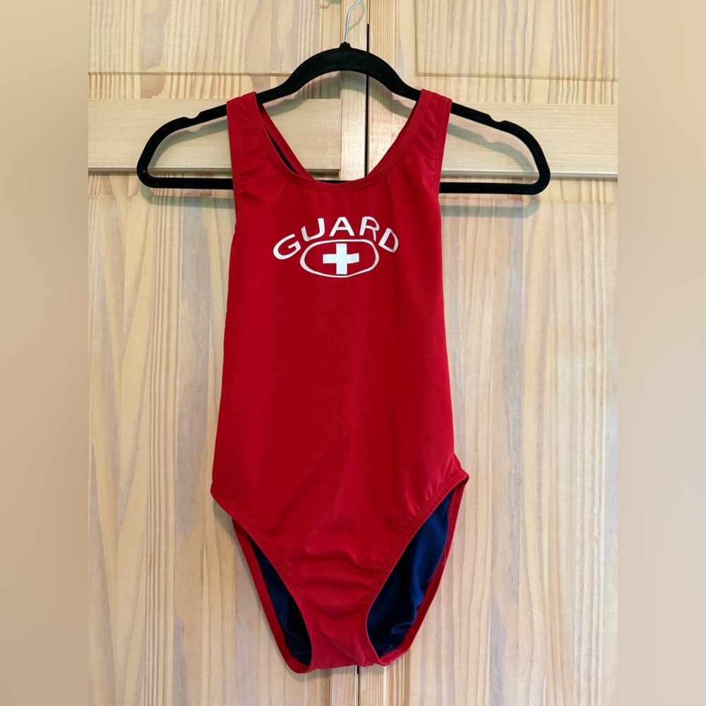 Women’s Red One Piece Lifeguard Racerback Swimsuit